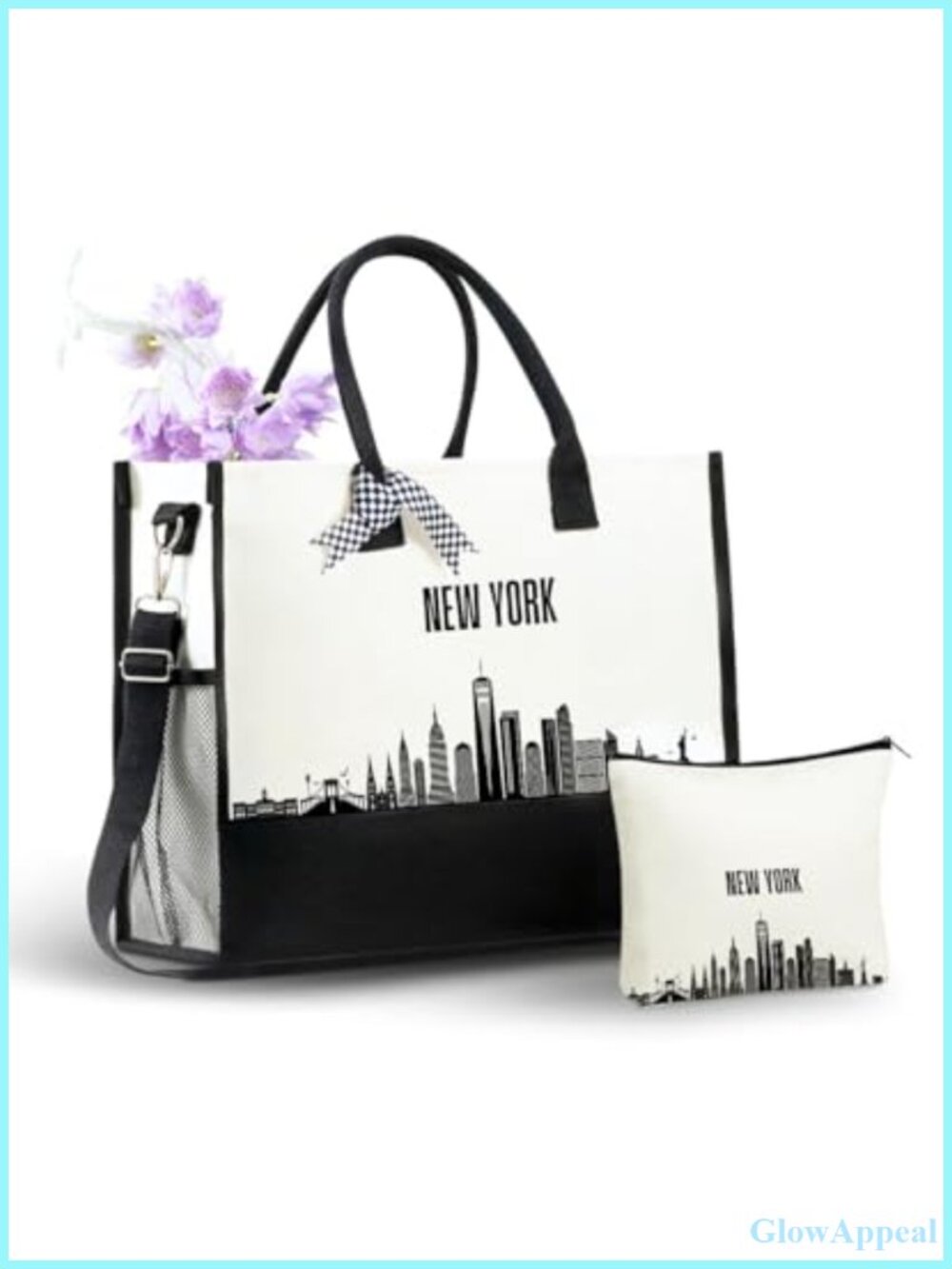 InnoBeta NYC Skyline Canvas Tote Bag with Zipper & Strap